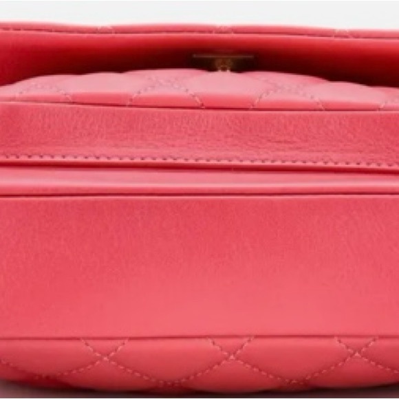 CHANEL Front Pocket Top Handle Flap Bag Quilted Calfskin Mini Pink - Picture 14 of 15